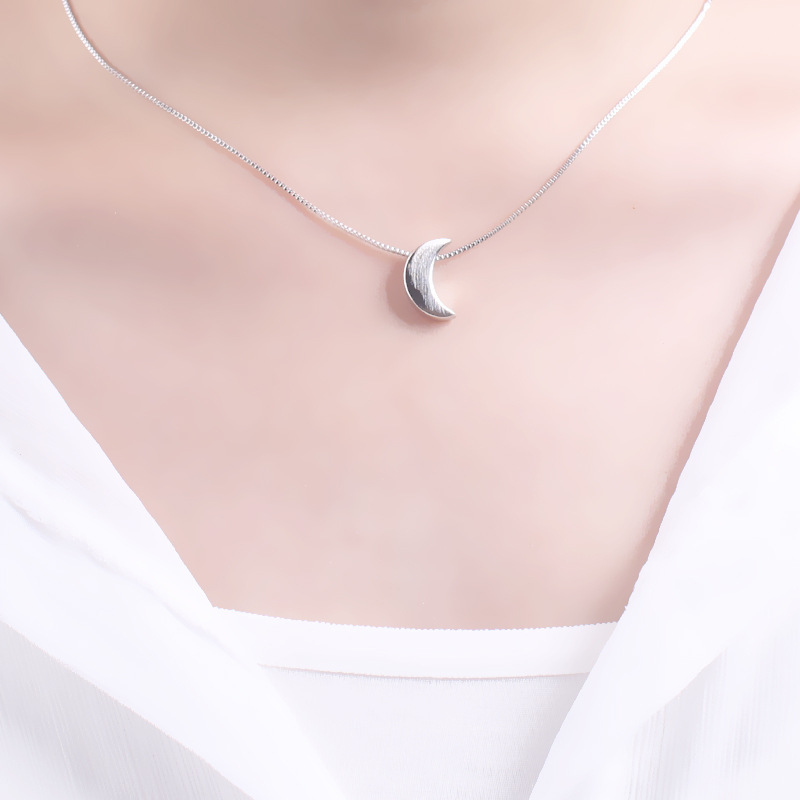Crescent Moon Necklace In 925 Sterling Silver, Jewelry