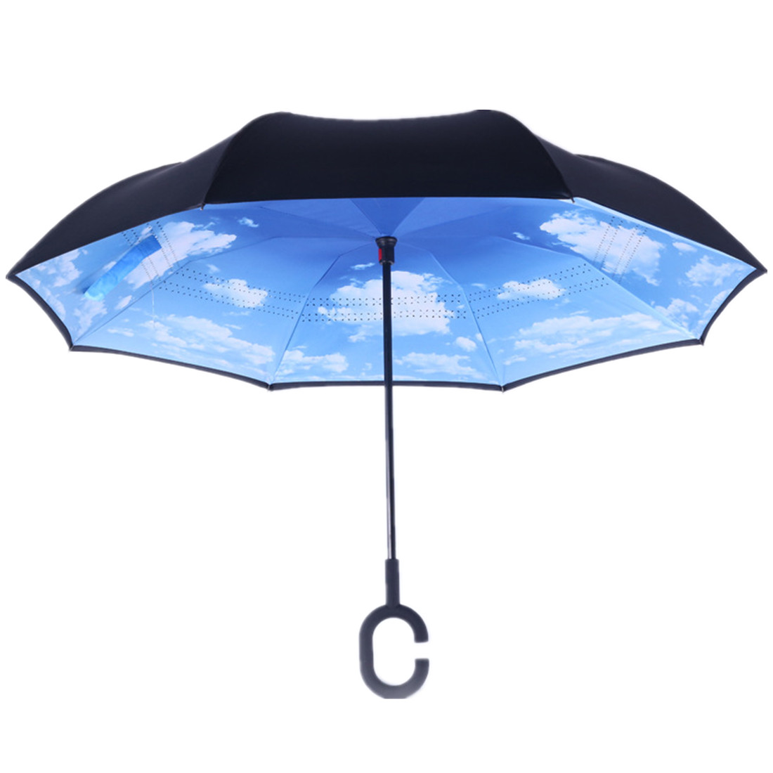 Anti-uv C-handle Sun Rain Opposite Folding Upside Down Reverse Inverted Umbrella，reverse Double Umbrella Umbrella A Speakerphone Type C