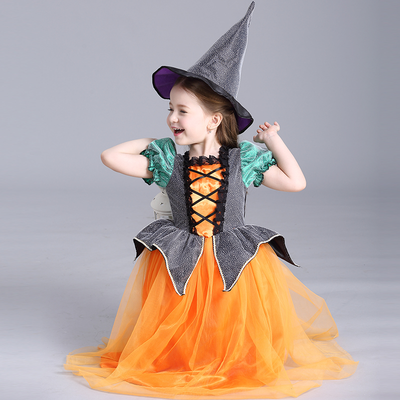 Halloween Children's Clothing Witch Wizard Cloak Batwing Coat Witch Cloak Girls Princess Dress Costumes