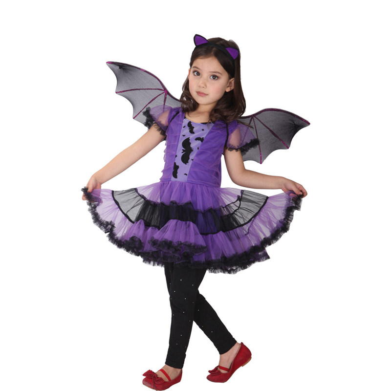 The Children's Halloween Costume For Cosplay Party ，cosplay Children's Halloween Costume Party Witches Skirt Bat It Dress
