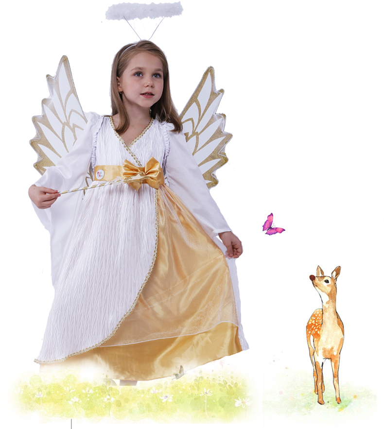 The Children's Halloween Costume For Cosplay Party ，children's Halloween Costume For Cosplay Show Clothes Gold Angel
