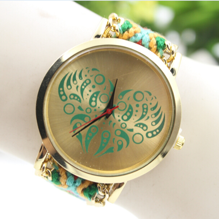 Colorful Love Design Wool Knitting Strap Watch, Watches Women Elephant Watch Ladies Quartz Wristwatches