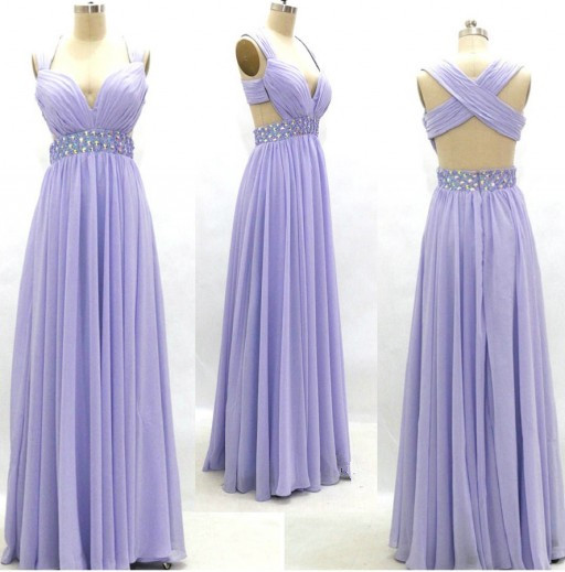 Lavender Prom Dress ,sweetheart Prm Gowns ,sexy Chiffon Dresses, Floor Length Long Prom Dress , Open Back Evening Dresses