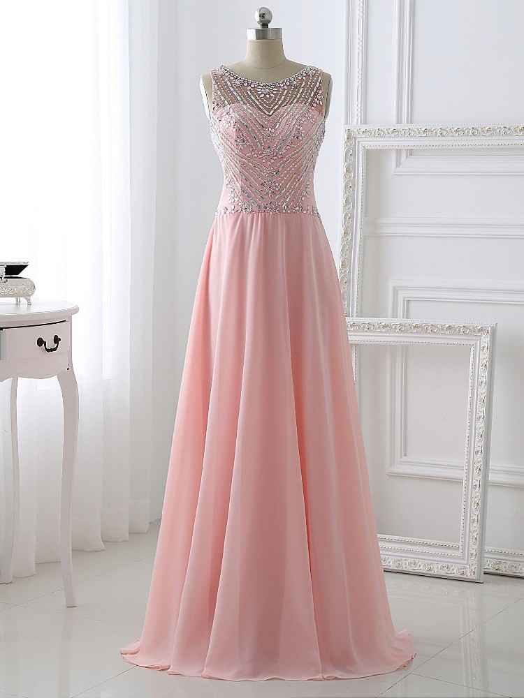 A-line Beading Long Charming Prom Dresses, Floor-length Evening Dresses,prom Dresses,