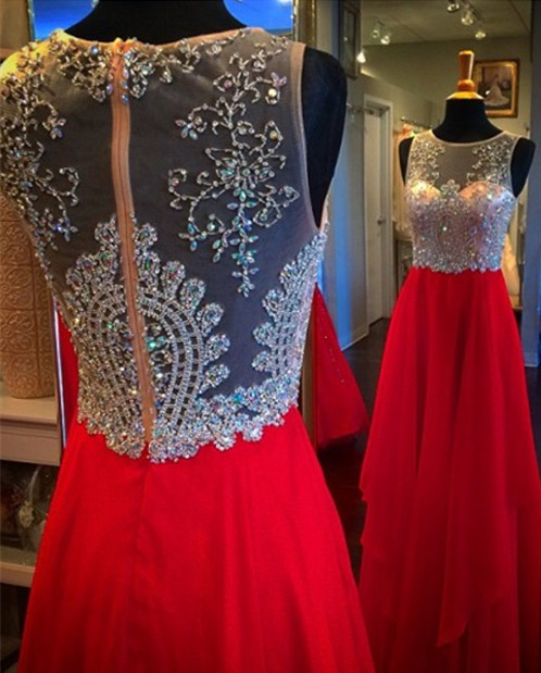 Red Prom Dressdeep V Prom Dress High Collar Dress, Beading Prom Dress Long Prom Dress Fashion Prom Dresses Prom Dress Cocktail Evening Gown For