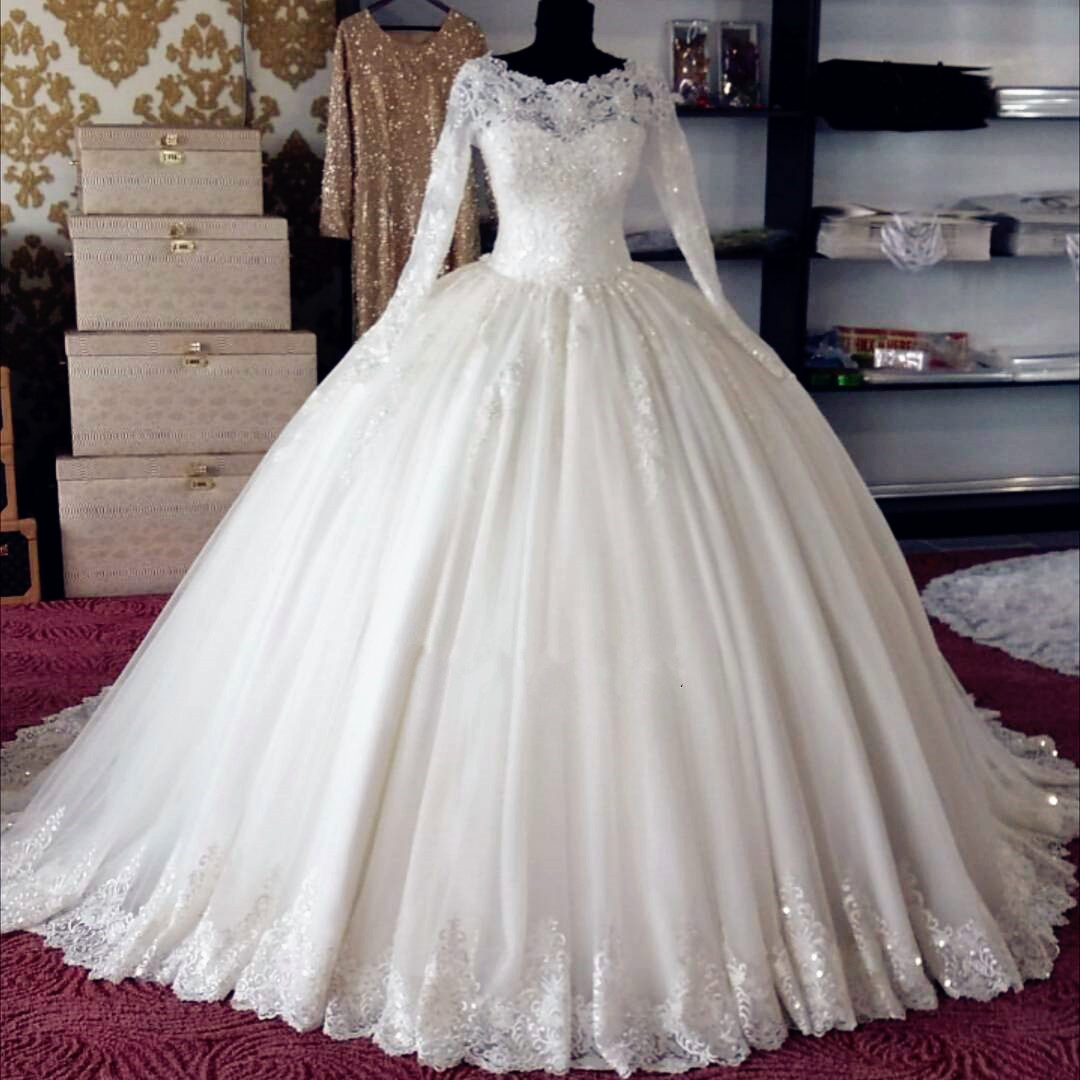 Wedding Dresses, Wedding Gown,princess Wedding Dresses See Through Back Long Sleeves Lace Mermaid Wedding Dresses With Crystal Beaded 2017