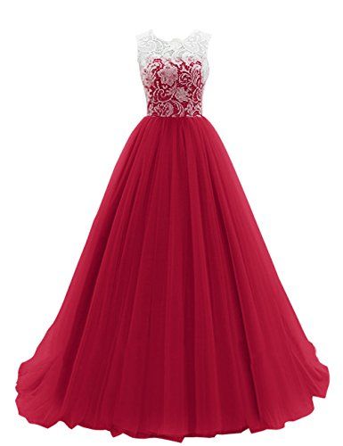 Prom Dress,Maroon Long Prom Dressprom Dresses,lace Evening Gowns,white ...