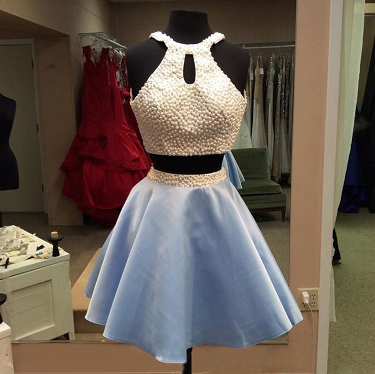 Homecoming Dress,light Sky Blue Homecoming Dresses,tulle Homecoming Dress,2 Pieces Prom Dress,two Piece Cocktail Dresses,sweet 16 Gowns, Formal