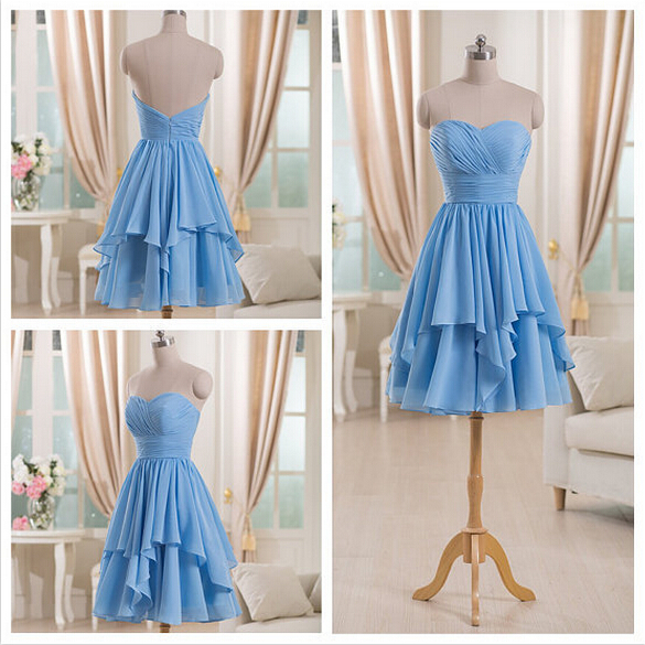 Short Bridesmaid Dress, Blue Bridesmaid Dress, Junior Bridesmaid Dress, Chiffon Bridesmaid Dress, Bridesmaid Dress
