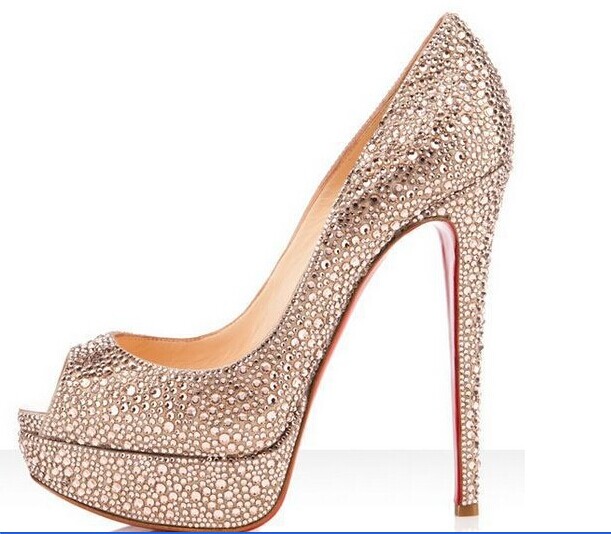 Luxury Diamond Bridal Weddding Shoes High Heels Rhinestone Platform Prom Pumps Red Soles Shoes, Bridal Shoes, Bridal, Women Peep Toe Shoes Lady