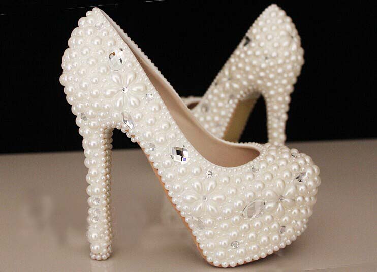 Pearl Wedding Shoes, Bridal Shoes, Bridal, Women Peep Toe Shoes Lady Evening Party Club High Heel Dress Shoes,custom Design Shoes Make Plus Size