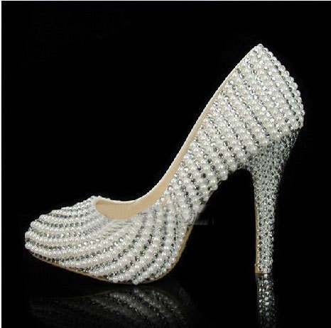 Pearl Wedding Shoes, Bridal Shoes, Bridal, Women Peep Toe Shoes Lady Evening Party Club High Heel Dress Shoes,handmade Crystal Rhinestone Bride