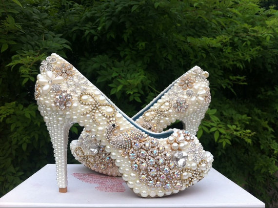 Pearl Wedding Shoes, Bridal Shoes, Bridal, Women Peep Toe Shoes Lady Evening Party Club High Heel Dress Shoes,fashion High Heel Wedding Shoes