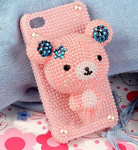 I6 Plus Gift Cute Bear Iphone 7plus 5 5s 6s Case Bling Pearl Rhinestone Case
