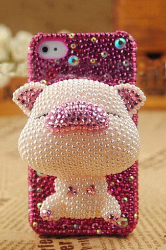 Iphone 6s Plus 7plus 5s Cute Pig Handmade Crystal Case Bling Rhinestone Pearl Phone Case For Iphone 6 Mobile Phone Case Cover Bling Girly