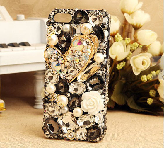 6s Plus 6c Pearl Rhinestone Floral Love Hard Back Mobile Phone Case Cover Bling Case Cover For Iphone 4 4s 5 7plus 5s 6 6 Plus Mobile Phone Case