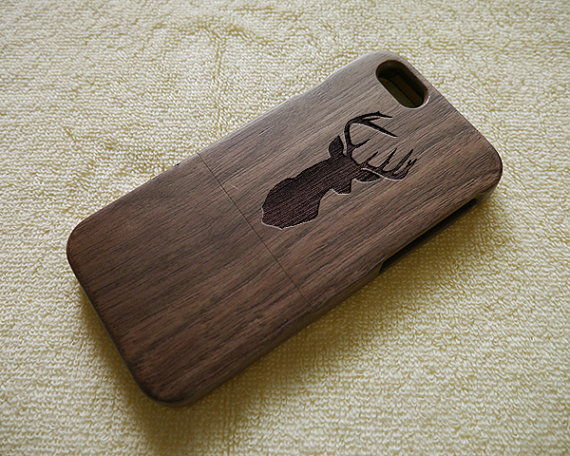 Wood Iphone Case, Wood Iphone 6 Case, Wood Iphone 6 Plus Case, Deer Head, Real Wood, Wooden Iphone Cover,natural Wood Iphone 6 Case