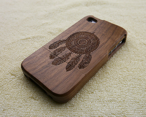 Wood Iphone 4s Case, Iphone 4 Case, Wood Iphone 4 Case, Dream Catcher Iphone 4s Case, Tribal Iphone 4 Case, Wooden Iphone Case