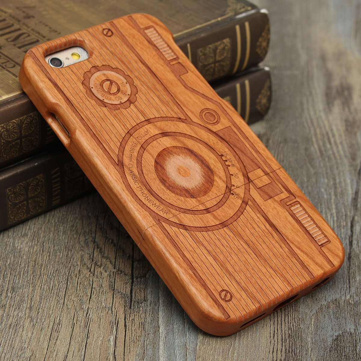 Luxury Natural Wood Wooden Bamboo Hard Cover Phone Case For Apple Iphone 6/6s/plus, Camera