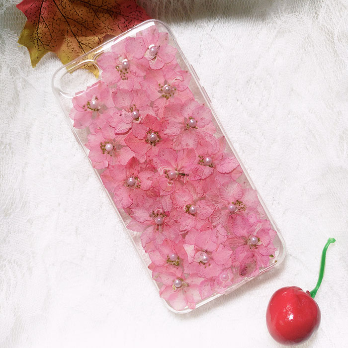 Pink Florals With Pearl Embellishments Clear Iphone Case