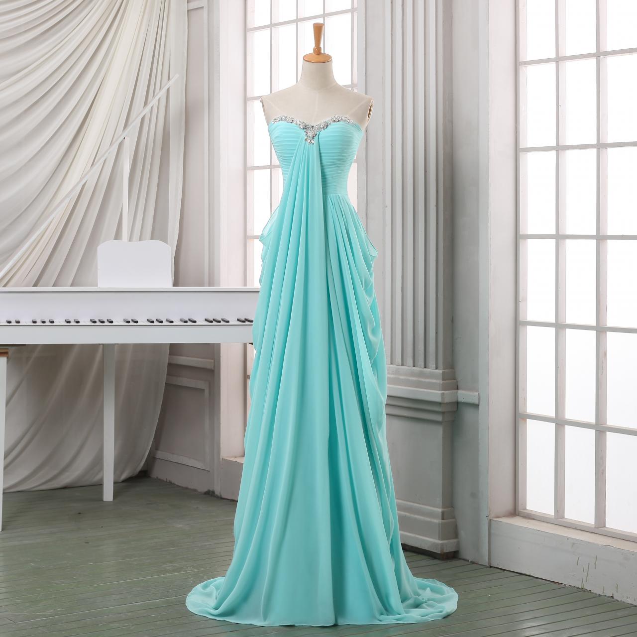 Long Pleated Chiffon Prom Dress,a Line Sweeetheart Prom Dress,baby Blue Chiffon Long Prom Dresses,formal Evening Dress,long Homecoming Dress
