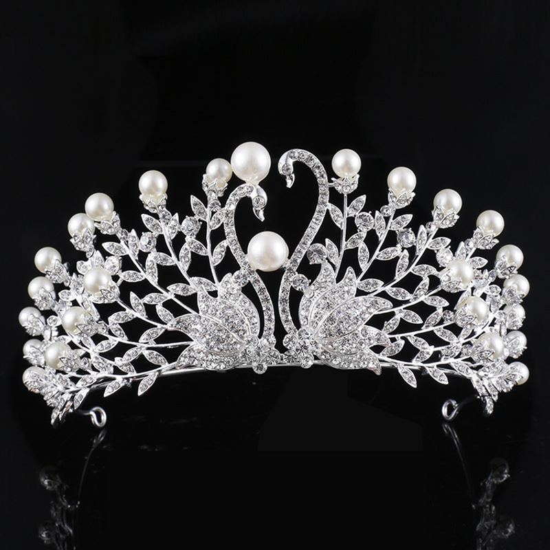 Wedding Jewelry , Crown ,diamond Jewelry,flash Jewelrythe Bride Wedding Banquet Crown Korean Crown Pearl Wedding Dress Headdressswan, Pearl