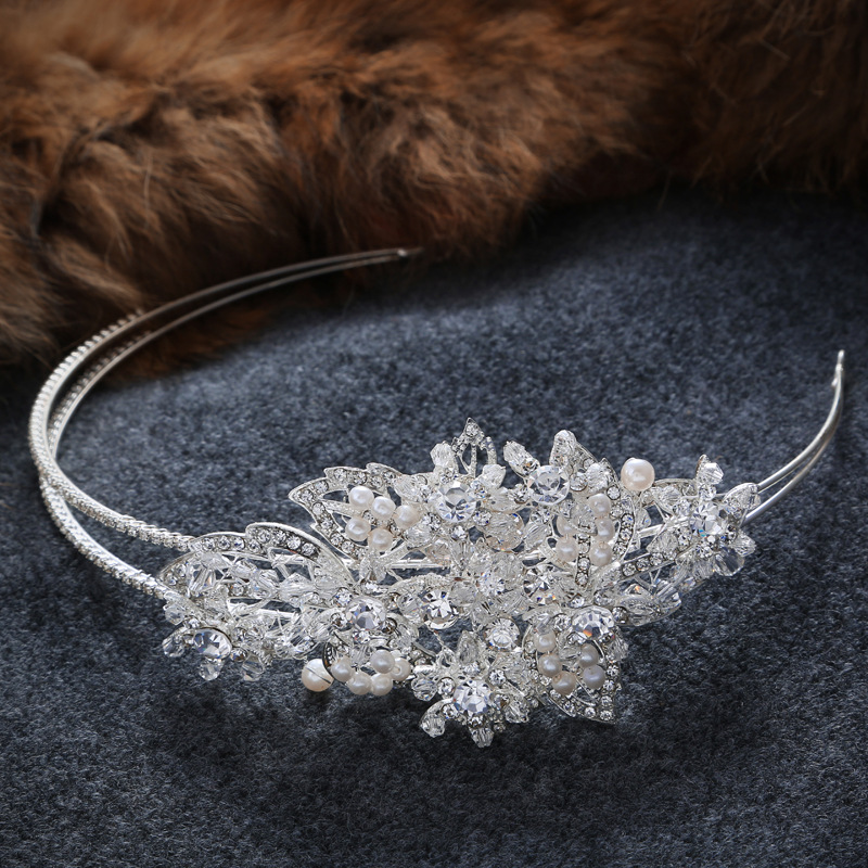 Wedding Jewelry , Crown ,diamond Jewelry,flash Jewelryhigh-grade Alloy Crown Han Edition Hexagonal Star Leaves Modelling The Bride Headdress