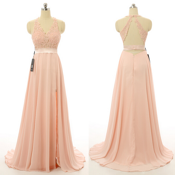 Prom Gown,2016 Prom Dresses,blush Pink Evening Gowns,sexy Formal Dresses,chiffon Prom Dresses,2016 Fashion Evening Gown,sexy Evening Dress,party