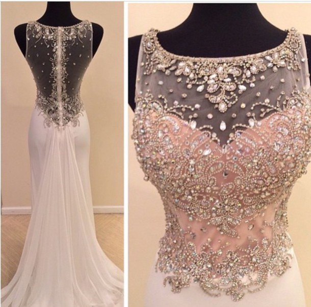 Charming Prom Dress,2016 Real Made Beads Prom Dresses, Charming Floor-length Prom Dresses, Sexy O-neck Prom Dresses, A-line Sequins Prom Dresses,