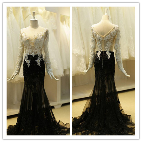 Black Prom Dresses,lace Prom Dress,sexy Prom Dress,simple Prom Dresses,long Sleeves Formal Gown,mermaid Evening Gowns,black Party Dress,prom Gown