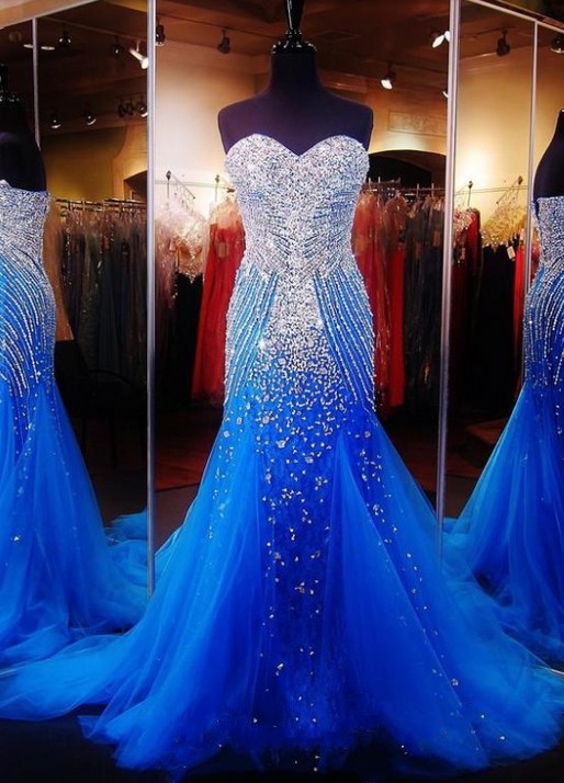 Royal Blue Prom Dresses,Royal Blue Prom Dress,Silver