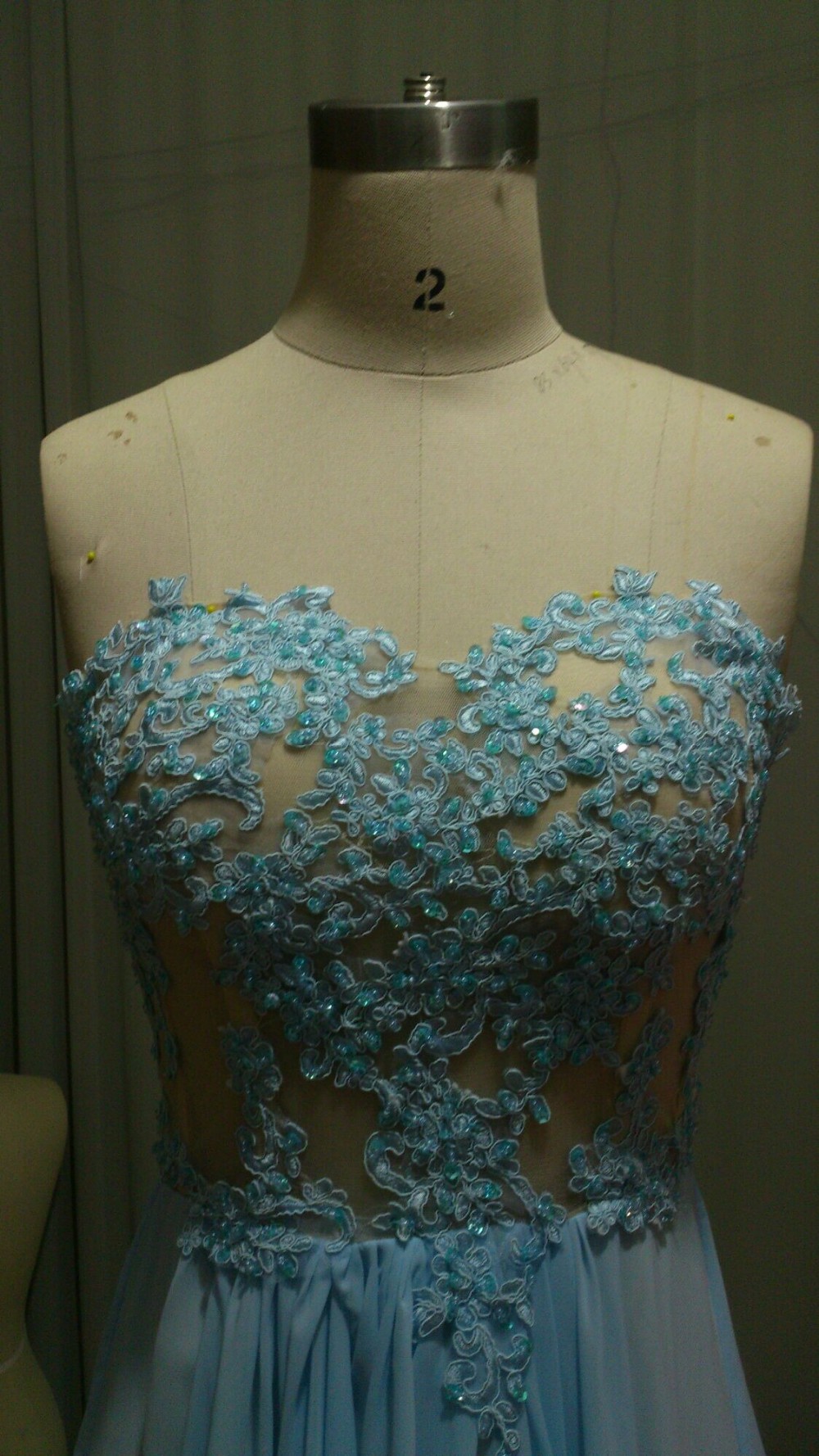 Blue Prom Dresses,a-line Prom Dress,lace Prom Dress,strapless Prom ...