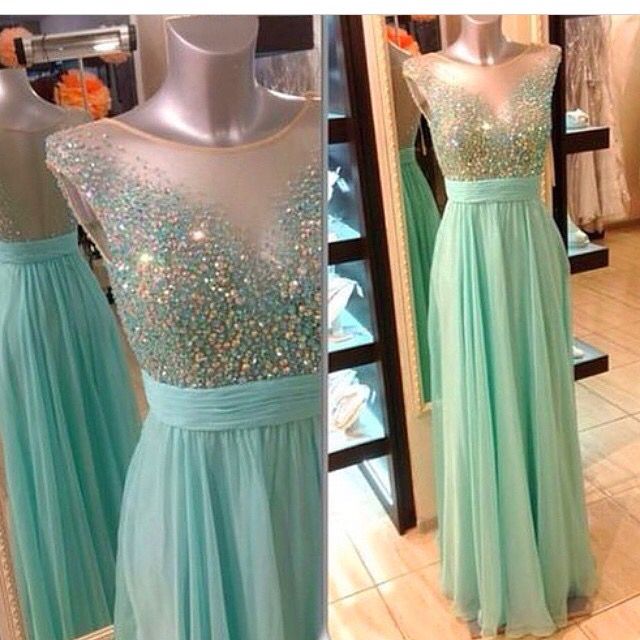 Mint Prom Dresses,a-line Prom Dress,beading Prom Dress,backless Prom Dress,chiffon Prom Dress,beading Evening Gowns,mint Party Gowns,cap Sleeves