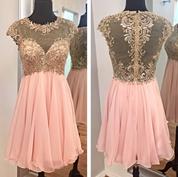 Pink Chiffon Short Homecoming Dresses Beaded Party Dresses Appliques Cocktail Dresses Sexy Graduation Dresses For Teens Plus Size