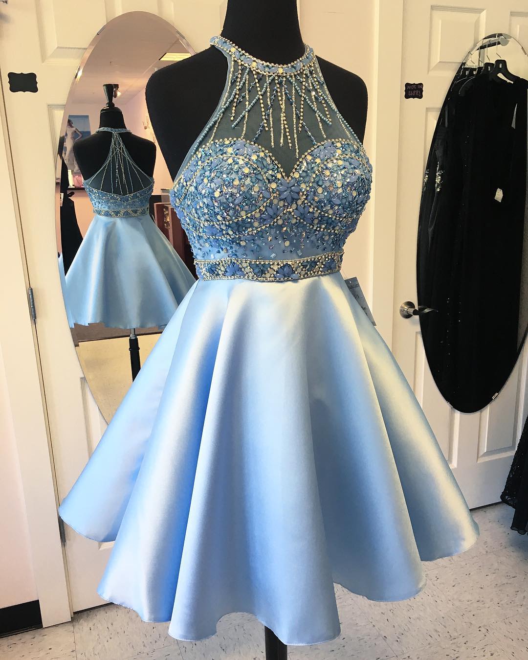 Homecoming Dress,chic Crystal Beaded Halter Open Back Satin Homecoming Dresses 2017 on Luulla Homecoming Dress,chic Crystal Beaded Halter Open Back Satin Homecoming Dresses 2017 on Luulla