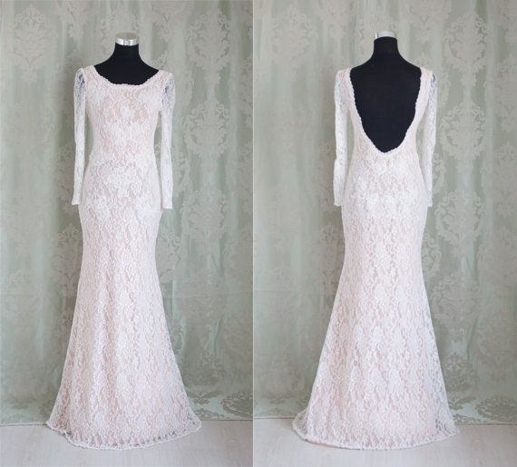 Charming Prom Dress,lace Prom Dress,mermaid Prom Dress,long-sleeves Evening Dress