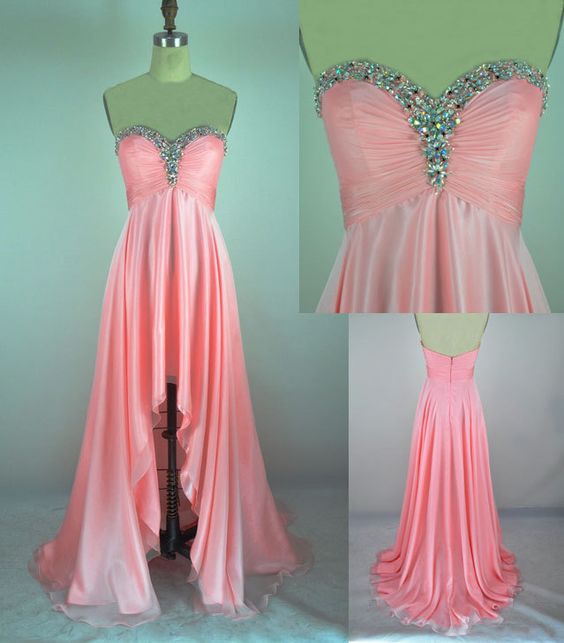 Charming Prom Dress,chiffon Prom Dress,sweetheart Prom Dress,high/low Evening Dress