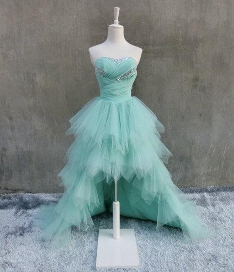 Sequins High Low Dress,layered Tulle Prom Dress,a Line Prom Dress,fashion Prom Dress,sexy Party Dress, Style Evening Dress