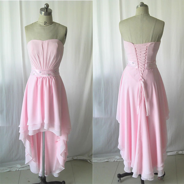 Pink Prom Dress,long Prom Dress,chiffon Prom Dress,front Short Back Long Dress, Pink Evening Dress,fashion Elegant Prom Dress ,long Party