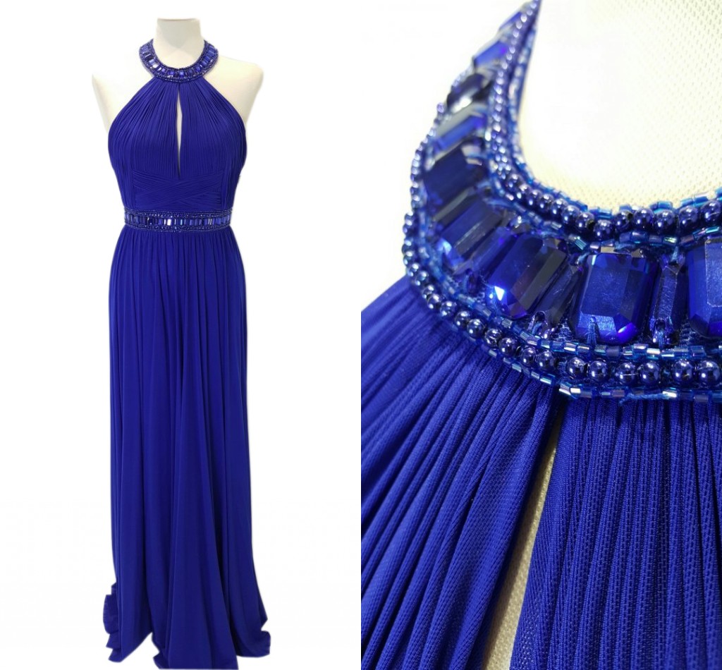 Halter Neck Blue Long Chiffon Evening Dresses Backless Floor Length Party Dresses Tailor Made Women Dresses