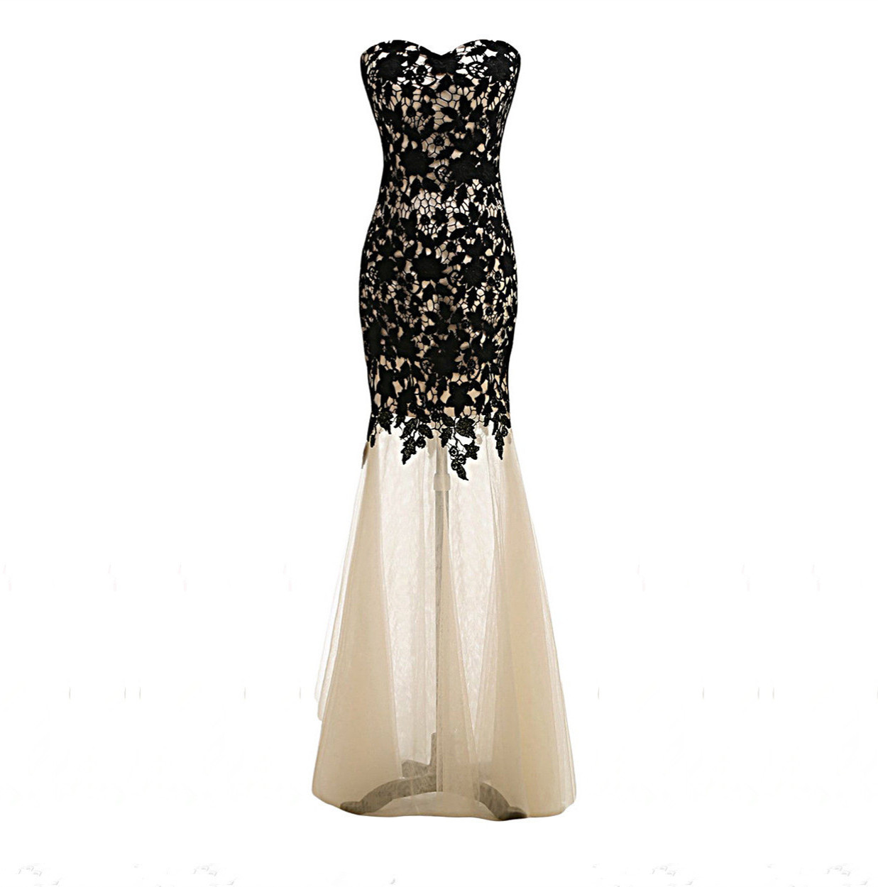 Sleeveless Prom Dress With Black Lavish Lace，lace Dress，black Lace Prom Dress，