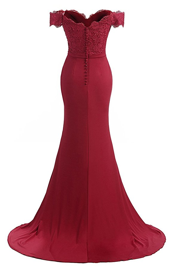 Women's V-Neck Mermaid Evening Party Gowns Appliques Formal Prom Dresses Long lace prom dress ,