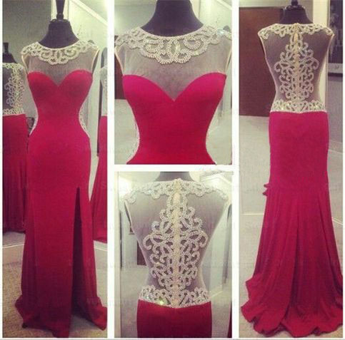 Red Prom Dresses,open Back Prom Gowns,backless Prom Dresses,mermaid Party Dresses,long Prom Gown,open Backs Prom Dress,split Evening Gowns,slit