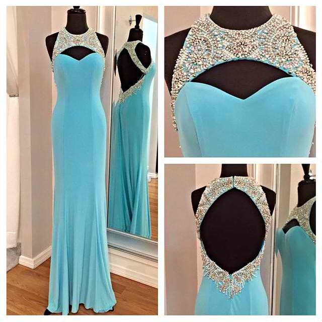 Blue Sexy Prom Dress, Long Prom Dress, Backless Prom Dress, Formal Prom Dress ,prom Dress 2015, Chiffon Prom Dress, Prom Dress