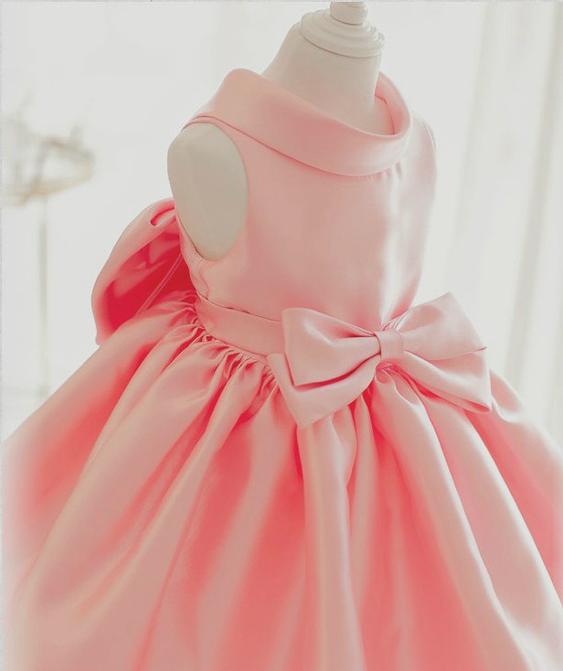 Flower Girl Dress, Light Pink Baby Girl Party Dress, Pinnk Bridesmaid Dress, Big Bow Dress, Pink Flower Girl Dress, Baby Girl Birthday Outfit,