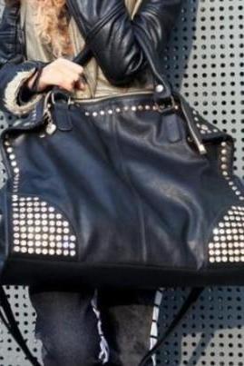 Fashion Diamond Rivets Shoulder Messenger Handbag