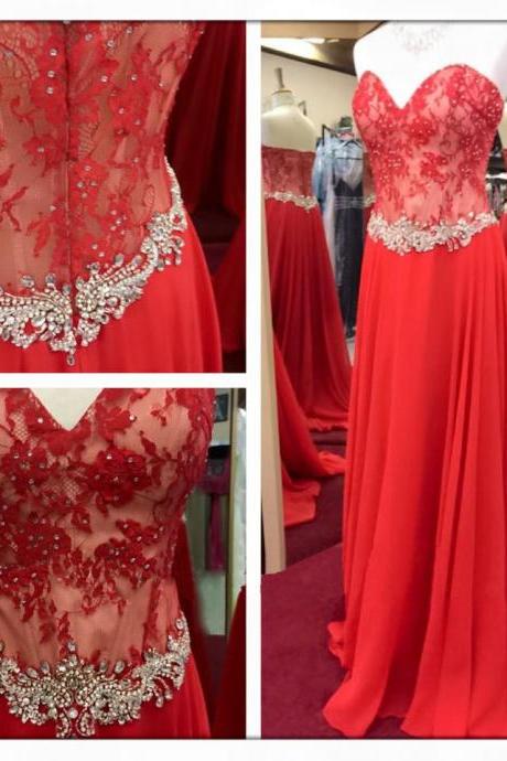 Lace Prom Dress, Red Prom Dress, Prom Gown, Prom Dress, Elegant Prom Dress, Sweet Heart Prom Dress