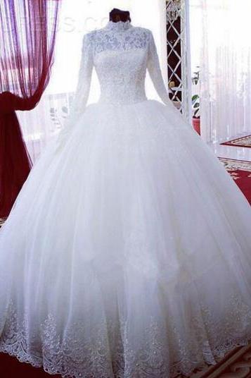 Lace Wedding Dressevening Dress, Prom Dress, Wedding Dresselegant Dress, Sexy Dresscustom Size, Color,long Sleeve Wedding Dress