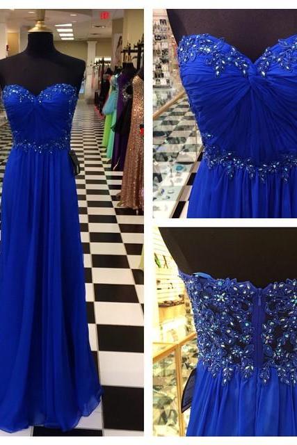 Prom Dress,royal Blue Prom Dresses,royal Blue Prom Dress,silver Beaded Formal Gown,beadings Prom Dresses,evening Gowns,chiffon Formal Gown For