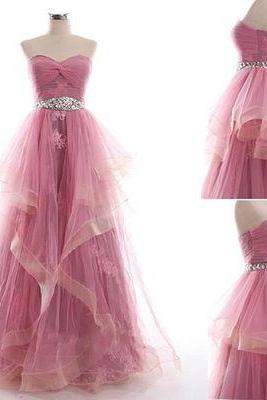 Prom Dress,maroon Long Prom Dress,pink Prom Dress,evening Dress,2017 Prom Gown,tulle Party Dress,long Prom Dress,evening Gowns